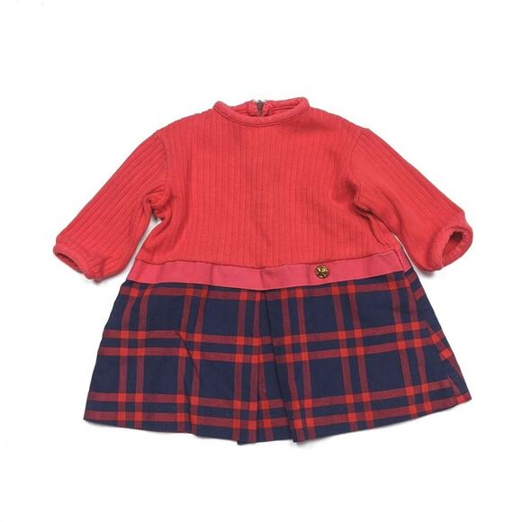 Vintage Dress Baby Girls Size 12m School Mod Red Plaid - Picture 1 of 4